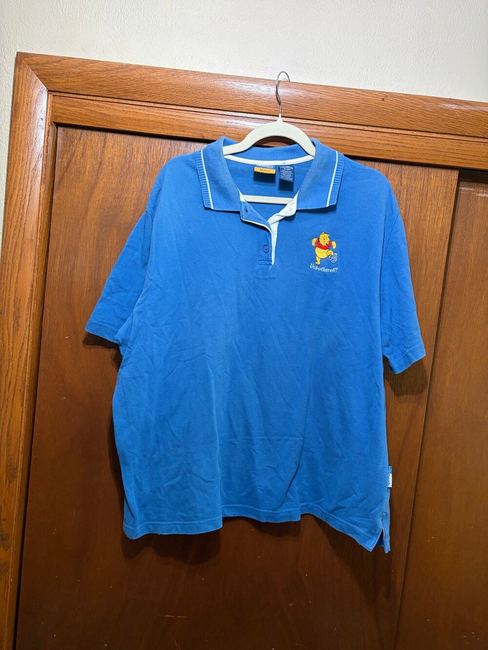 Vintage Disney Winnie The Pooh Unbothered Polo Shirt Blue Plus Size 18/20W